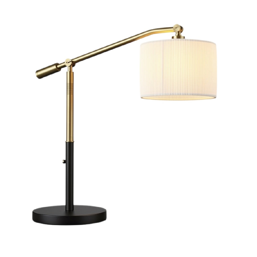 **Technische Titel in het Nederlands: Moderne bureaulamp met verstelbare arm en stoffen lampenkap**